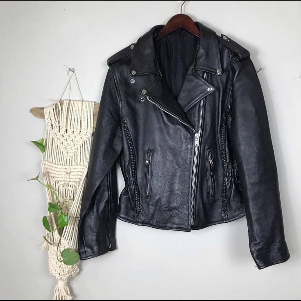 Vintage Genuine Leather Moto Jacket.